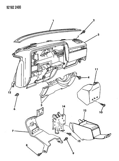 1992 Chrysler New Yorker Salon Instrument Panel Panel & Pad Diagram
