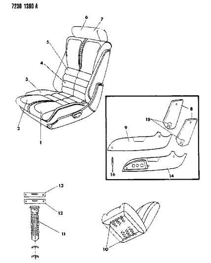 1987 Dodge Daytona Front Seat Diagram 4 - Thumbnail