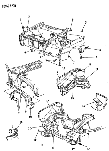 1992 Chrysler LeBaron Splash Shield Diagram for 4534330