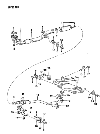 1990 Dodge Colt Exhaust System Diagram 2 - Thumbnail