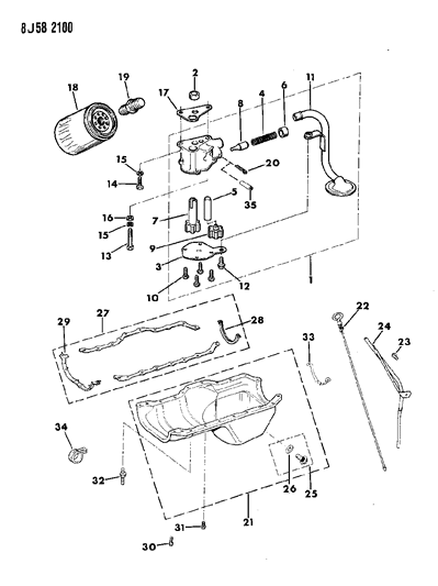 1989 Jeep Comanche Engine Oiling Diagram 2 - Thumbnail