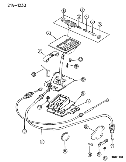 1996 Jeep Cherokee Cable Assembly, Parking Interlock Diagram for 52078959