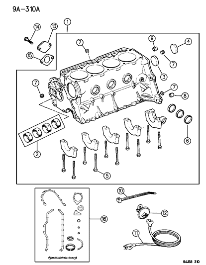 1995 Jeep Wrangler Cylinder Block & Supports Diagram 1 - Thumbnail