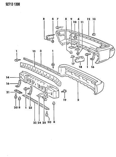 1994 Dodge Colt Bumper, Rear Diagram 1 - Thumbnail