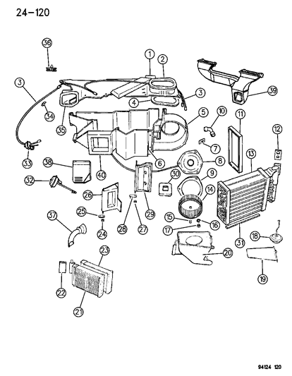 1994 Chrysler LeBaron GTC Air Conditioning & Heater Unit Diagram