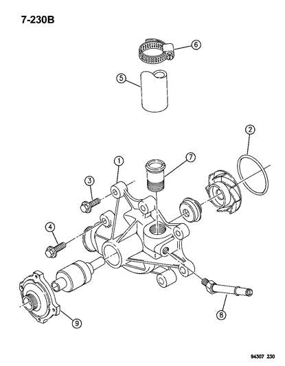 1995 Dodge Ram 1500 Water Pump Assembly Bolt Diagram for 6034076