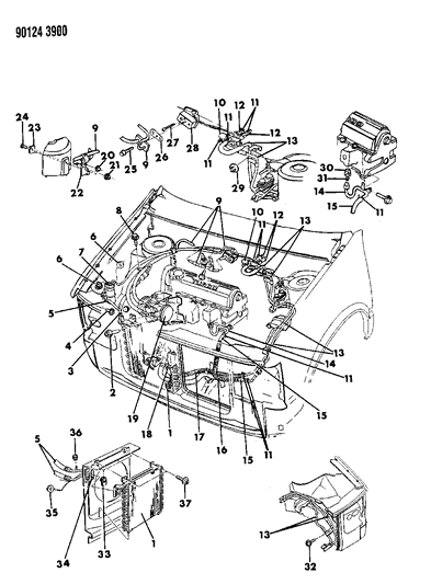 1990 Dodge Caravan Plumbing - A/C & Heater Diagram 2 - Thumbnail