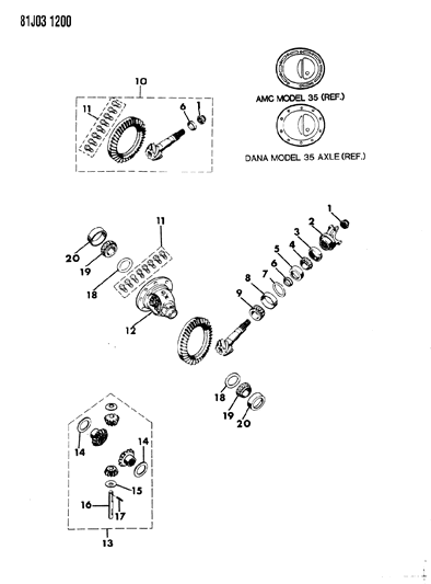 1986 Jeep Comanche Differential & Gears, Rear Axle Diagram 2 - Thumbnail