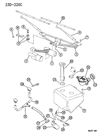 1996 Jeep Cherokee Blade, W/Refill Pin Type, Front Diagram for WBF00018AA