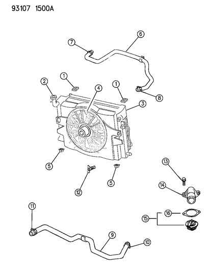 1993 Dodge Caravan Radiator & Related Parts Diagram 2 - Thumbnail