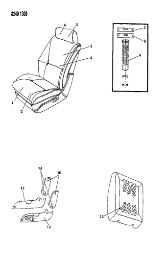 1988 Chrysler LeBaron GTS Front Seat Diagram 1 - Thumbnail