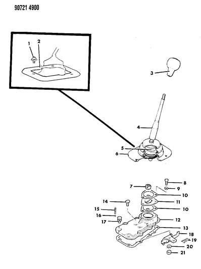 1990 Dodge Ram 50 Controls, Gearshift of Manual Transmission Diagram 2 - Thumbnail