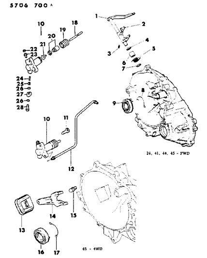 1986 Dodge Colt Fulcrum, Clutch Release Lever Diagram for MD715650