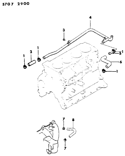 1986 Dodge Ram 50 Water Hose & Pipe Diagram 2 - Thumbnail