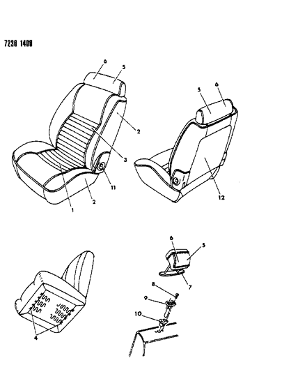 1987 Dodge Omni Front Seat Diagram 2 - Thumbnail