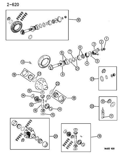 1995 Jeep Cherokee Case, Front Axle Differential Diagram for 5252582