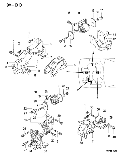 1995 Dodge Stealth Transmission Mount Diagram for MB581704