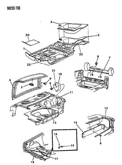 1990 Chrysler LeBaron GTC Carpet & Silencers Diagram