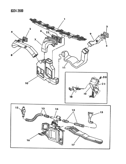 1988 Dodge Dakota A/C Vent Housing, Black Diagram for 3848504