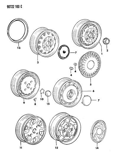 1990 Dodge Colt Nut, Hub W/Cap W/Aluminum Wheel (Silver) Diagram for MB057636