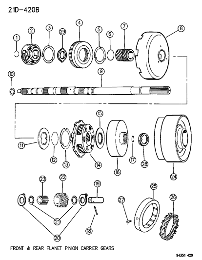 1994 Dodge Ram Wagon Gear Train & Intermediate Shaft Diagram