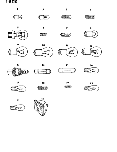 1989 Chrysler LeBaron GTC Bulb Cross Reference Diagram