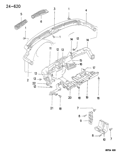 1995 Dodge Stealth Nozzle, Defroster Diagram for MB609600