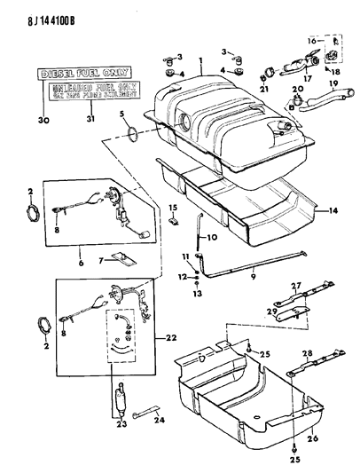 1990 Jeep Wagoneer Fuel Pump Diagram for 4637192