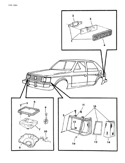 1984 Dodge Rampage Lamps - Front Diagram 3 - Thumbnail