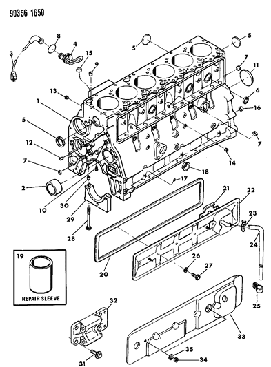 1992 Dodge D150 Cylinder Block Diagram 2 - Thumbnail