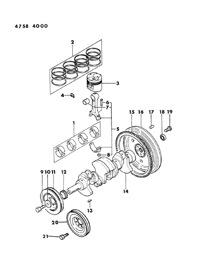 1984 Dodge Ram 50 Piston & Crankshaft Diagram 1 - Thumbnail