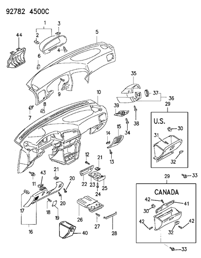 1994 Dodge Colt Instrument Panel Diagram 6 - Thumbnail