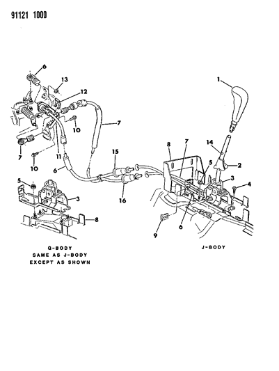 1991 Chrysler LeBaron GTC Controls, Gearshift Diagram