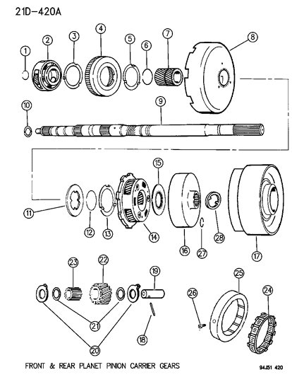 1994 Jeep Grand Cherokee Gear Train & Intermediate Shaft Diagram 2 - Thumbnail