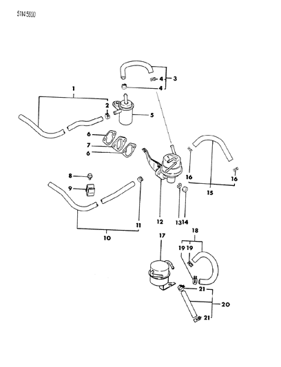 1985 Chrysler LeBaron Base Fuel Pump & Fuel Filter Diagram