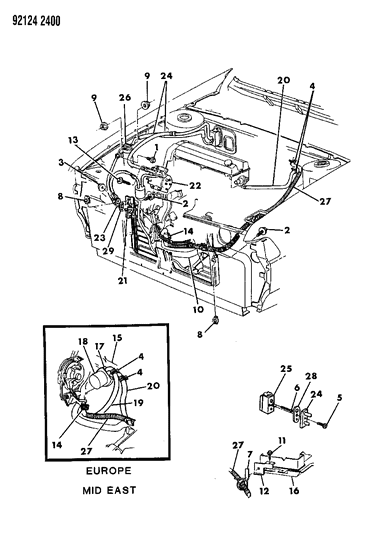 1992 Chrysler LeBaron Sedan Plumbing - A/C & Heater Diagram 1 - Thumbnail