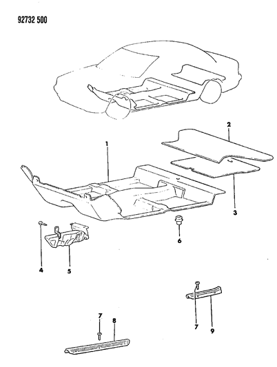 1992 Dodge Colt Carpet & Scuff Plates Diagram 1 - Thumbnail