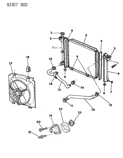 1993 Dodge Shadow Radiator & Related Parts Diagram 1 - Thumbnail