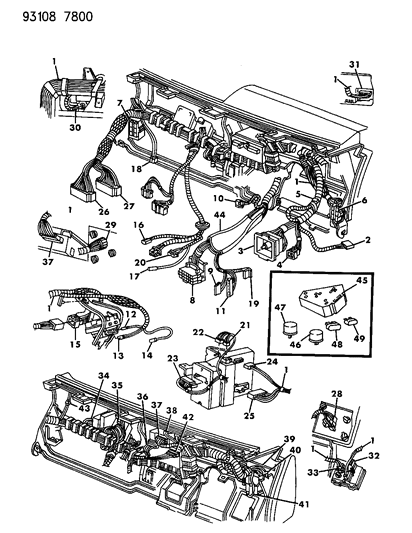 1993 Chrysler New Yorker Fuse And Relay Block , (Service Assembly), Light Blue Diagram for 6101487