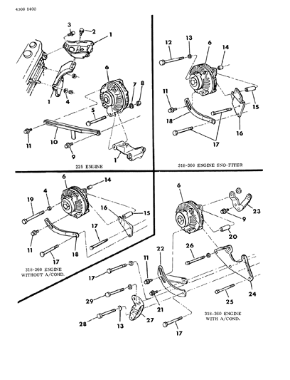 1984 Dodge D350 Alternator & Mounting Diagram 2 - Thumbnail