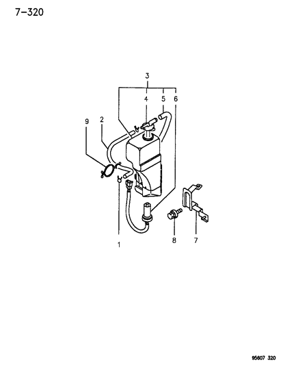 1996 Chrysler Sebring Coupe Coolant Recovery System Diagram 2 - Thumbnail