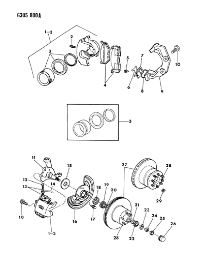1987 Dodge D150 Brakes, Front Disc Diagram 1 - Thumbnail