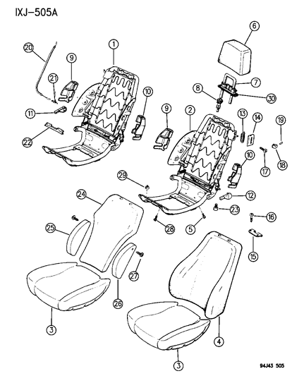 1994 Jeep Cherokee Handle, Recliner, Left Seat, Outboard Diagram for 35002930