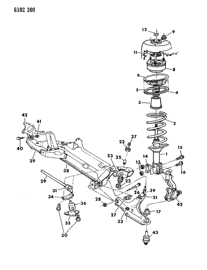1986 Chrysler LeBaron Base Suspension - Front Diagram 2 - Thumbnail