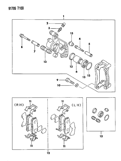 1991 Dodge Stealth Caliper Piston Diagram for MB534404
