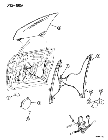 1996 Chrysler Town & Country Handle, Window Regulator Diagram for JC09SC3