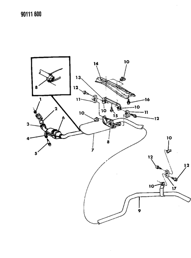 1990 Dodge Caravan Exhaust System Diagram 1 - Thumbnail