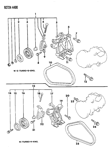 1994 Dodge Colt Mounting - A/C Compressor Diagram 2 - Thumbnail