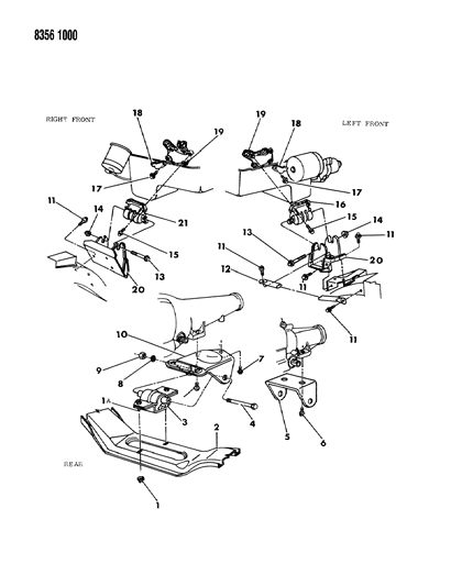 1988 Dodge Dakota Screw And Washer, Engine Rear Support Insulator Bracket Diagram for 6028606