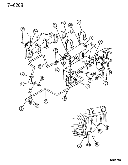 1994 Dodge Ram 2500 Oil Cooler & Lines Diagram 2 - Thumbnail